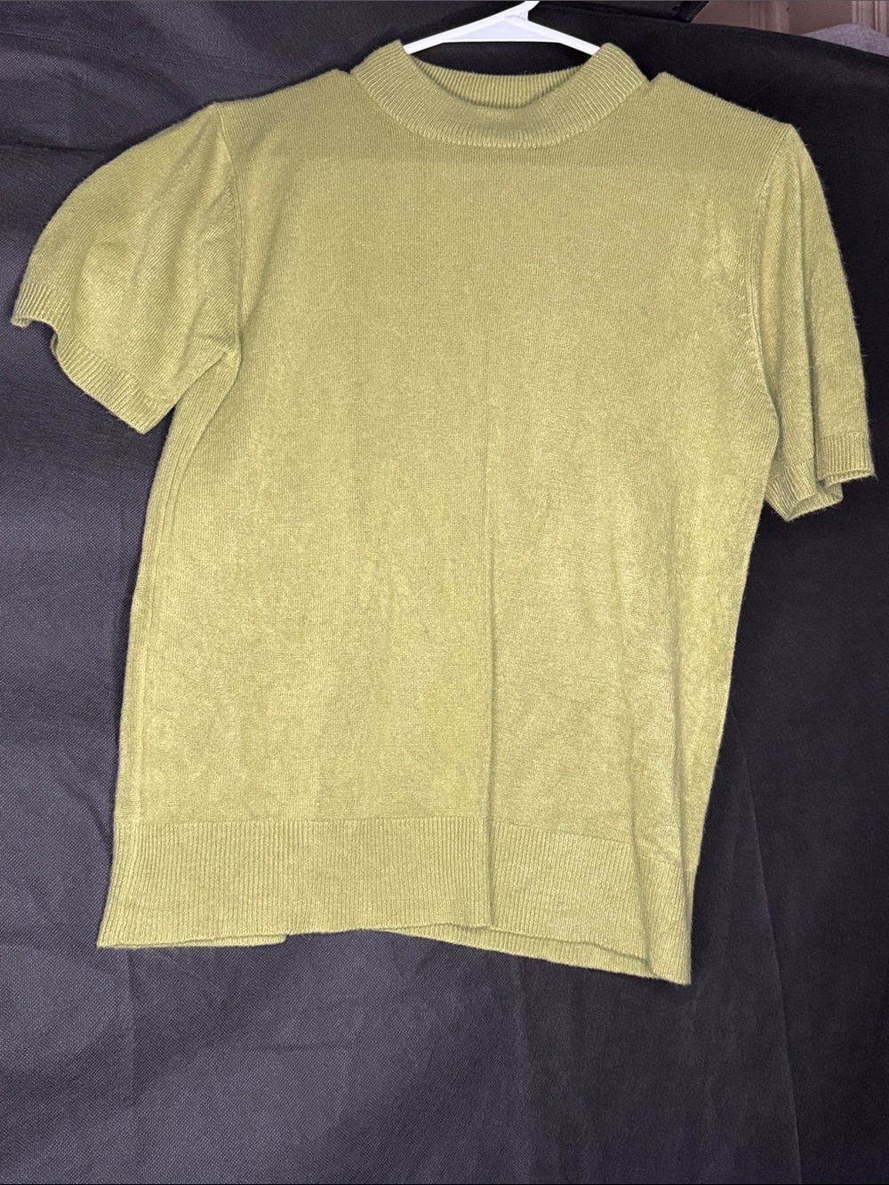 Sag Harbor Olive Green Short-Sleeve Knit Crewneck